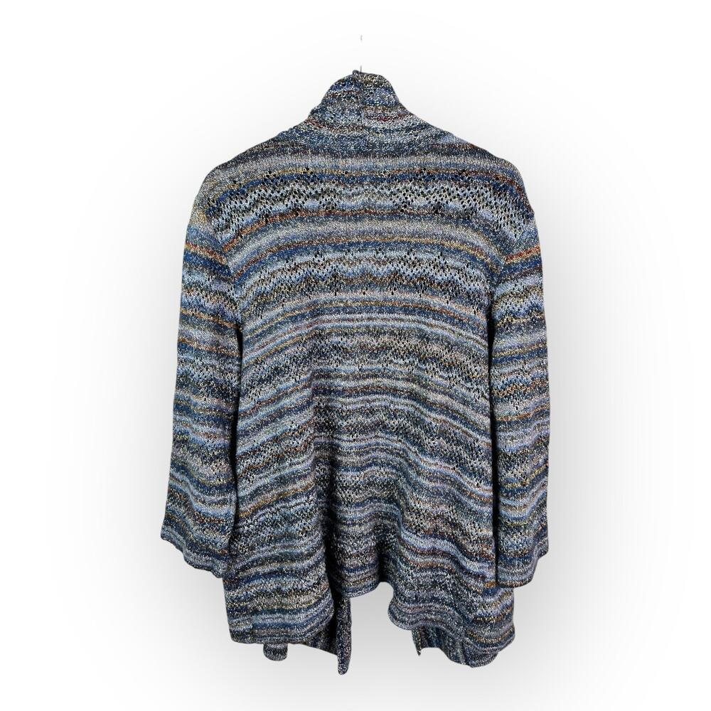 Alfred Dunner Womens size 2X Open Knit Cardigan 3/4 Sleeve Blue Boho Cottagecore - Picture 2 of 9